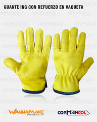 Guante ingeniero con refuerzo externo en vaqueta