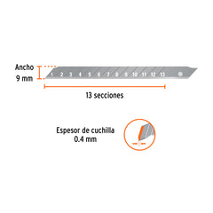 Estuche con 10 cuchillas SK4 de 9 mm para cutter, Truper
