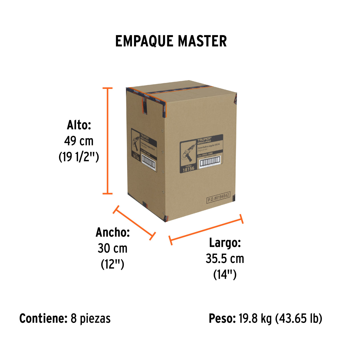 Pulidora angular 4-1/2", 850W, TRUPER ERGO PRO